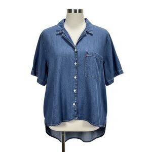 Levi's Women's XXL Short Sleeve Denim Button Up Shirt - Lyocell/Modal Blend